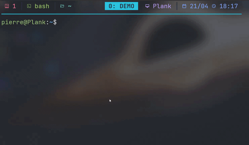 braille-snake demo inside tmux status bar